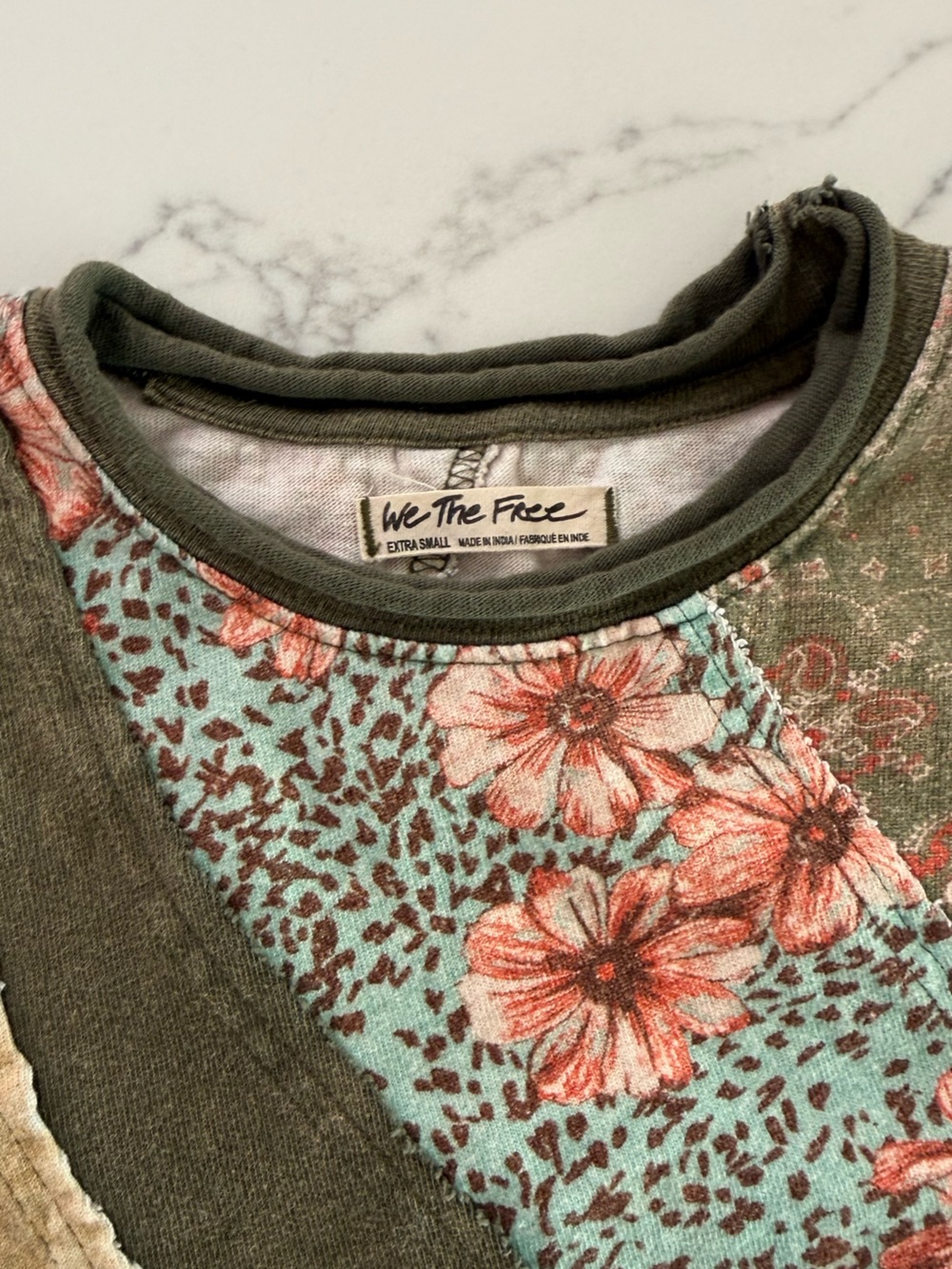 Free People We The Free Weekday Night Tee Patchwork - Size XS - Picture 3 of 4